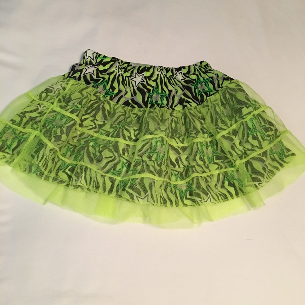 Green Rock Star Zebra Print Skirt Netting Size 4T